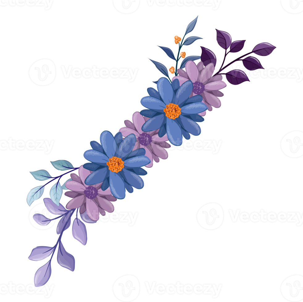 Purple Flower Arrangement with watercolor style png