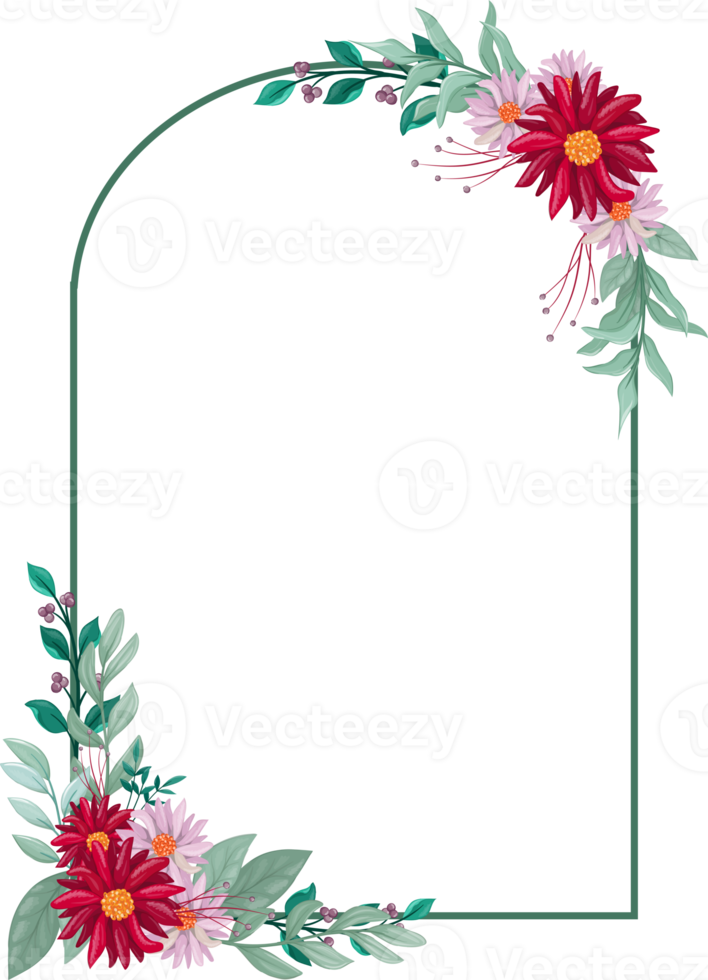 Red Flower Arrangement with watercolor style png