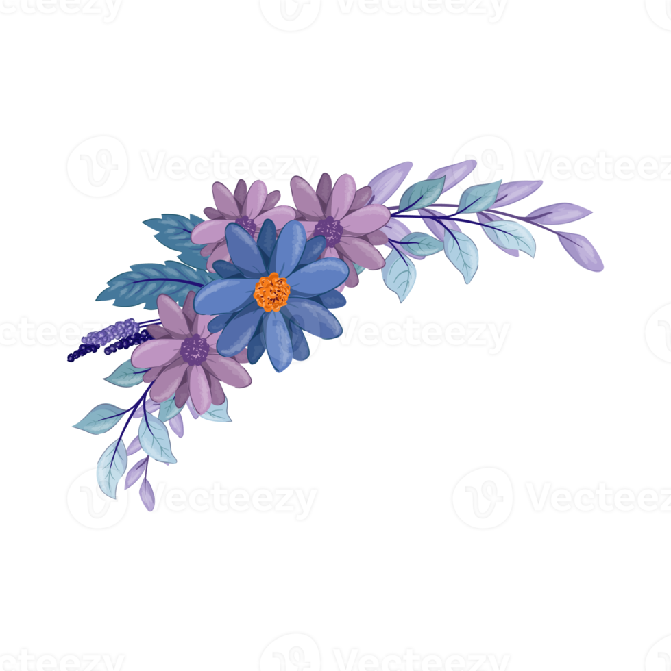 Purple Flower Arrangement with watercolor style png