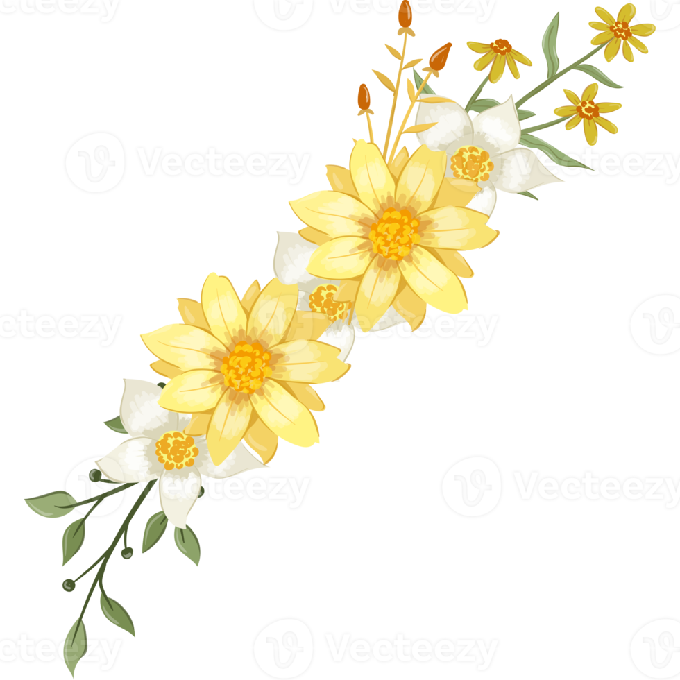 Yellow Flower Arrangement with watercolor style 15738081 PNG
