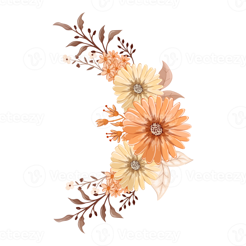 Orange Flower Arrangement with watercolor style png