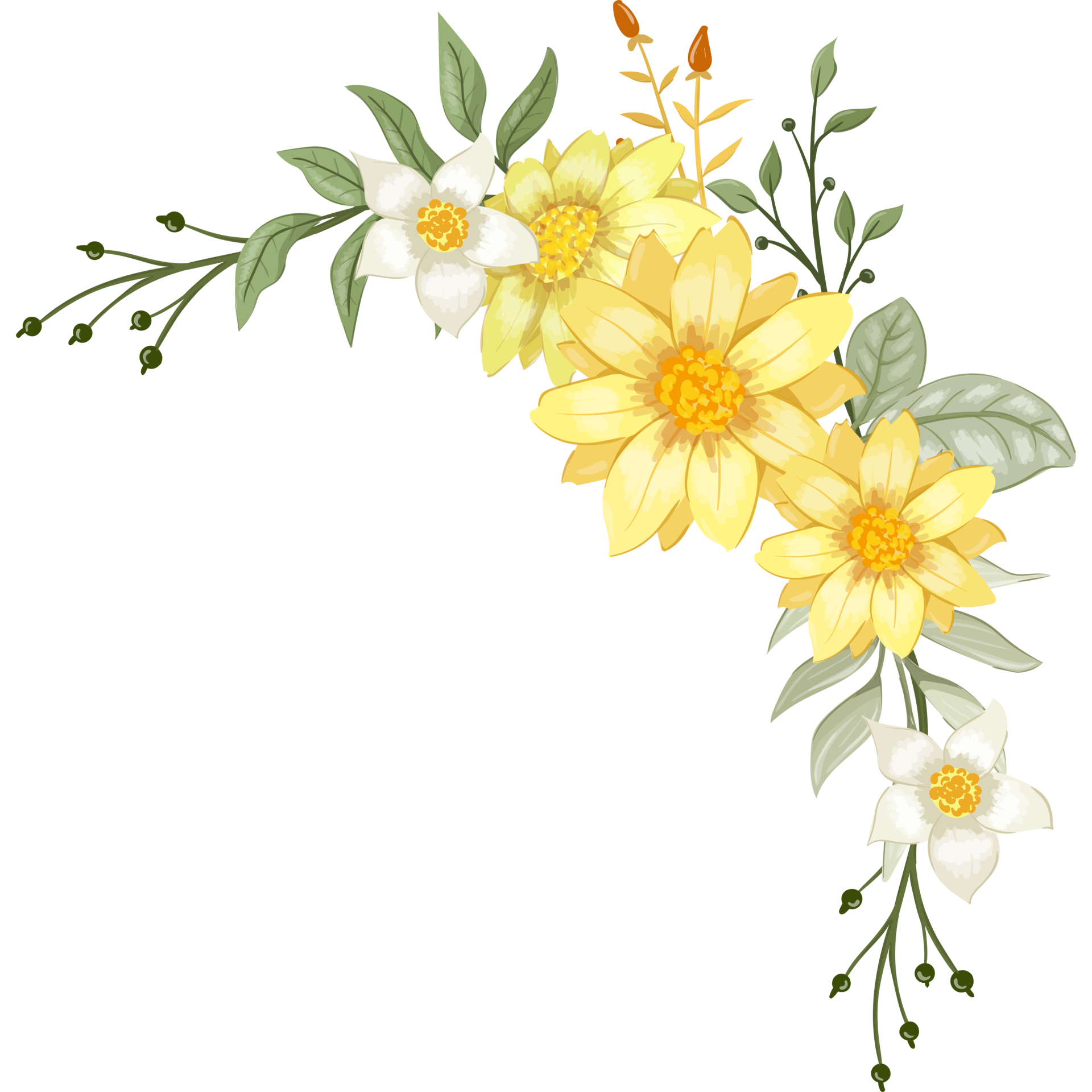 yellow-flower-arrangement-with-watercolor-style-15738091-png