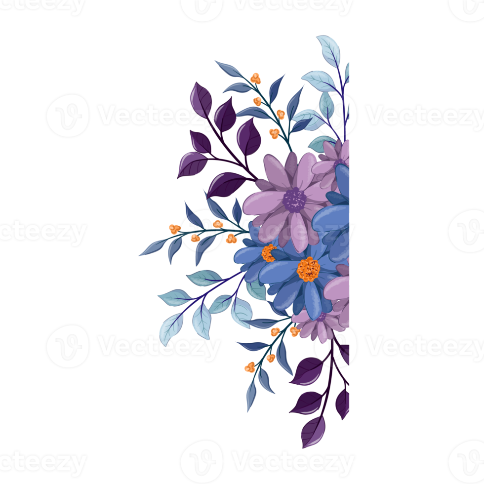 Purple Flower Arrangement with watercolor style png