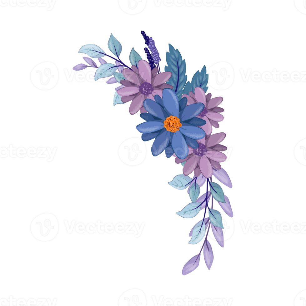 Purple Flower Arrangement with watercolor style png