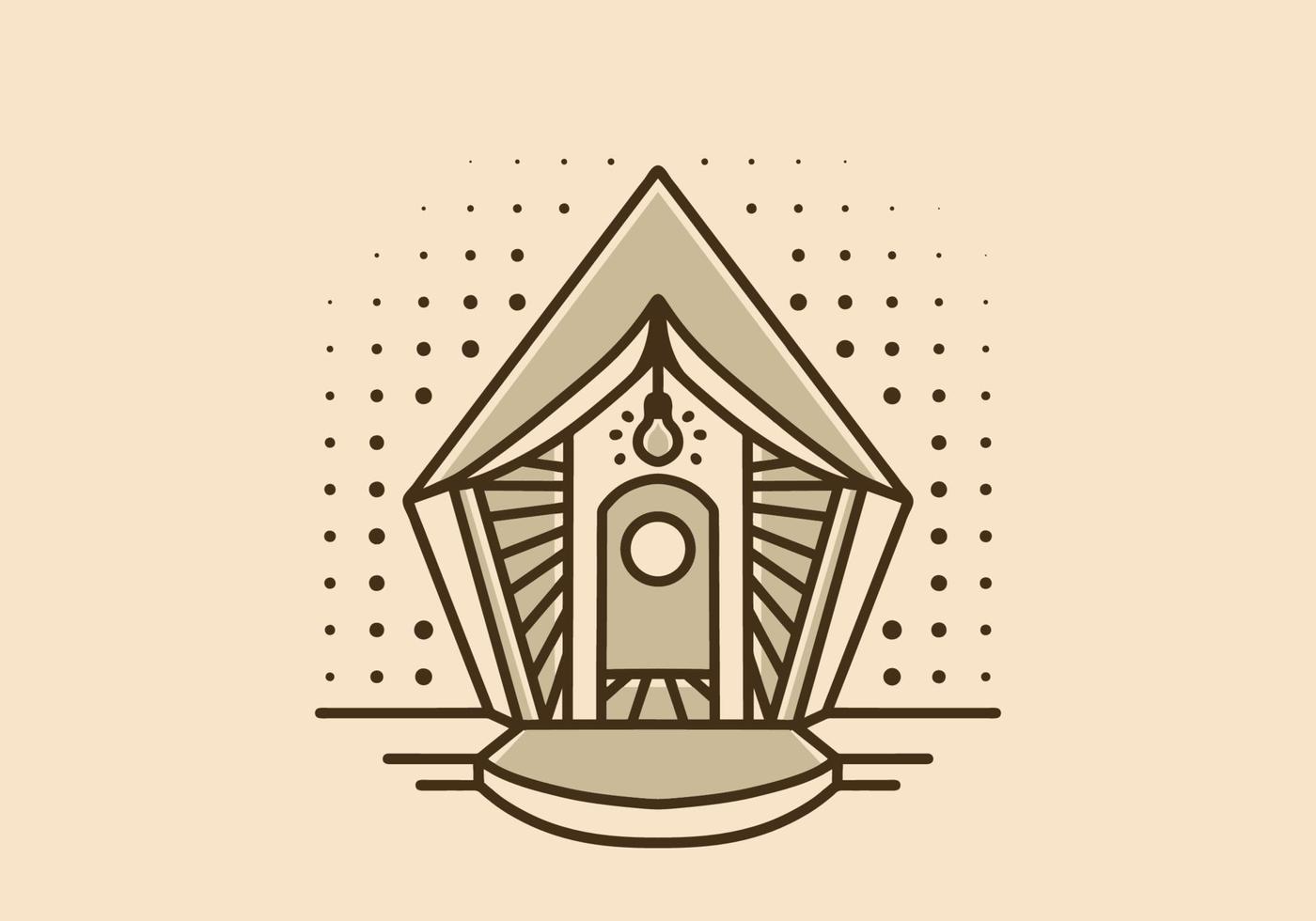Vintage art illustration of a small and aesthetic wood cabin vector