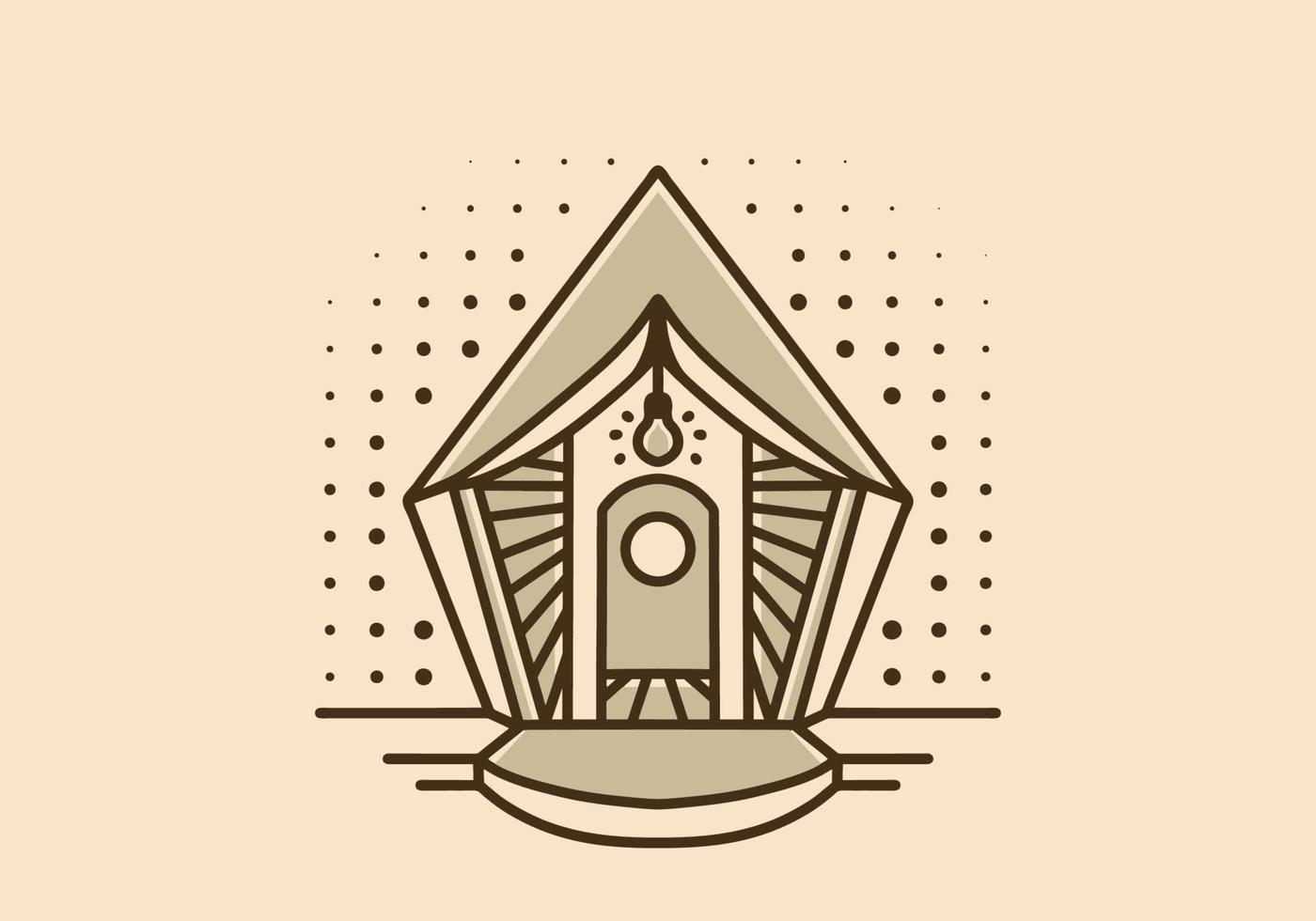 Vintage art illustration of a small and aesthetic wood cabin vector