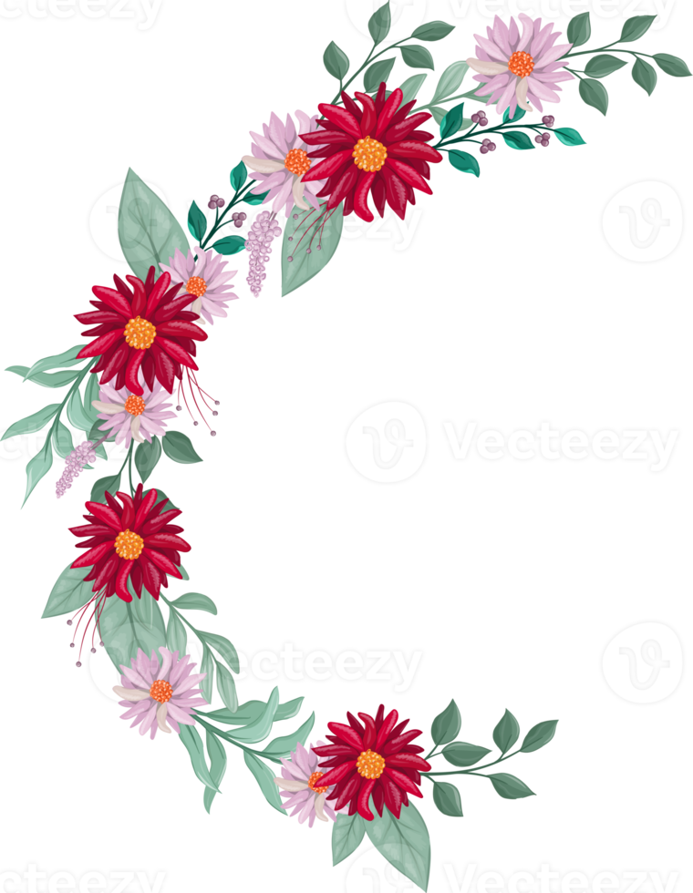 Red Flower Arrangement with watercolor style png