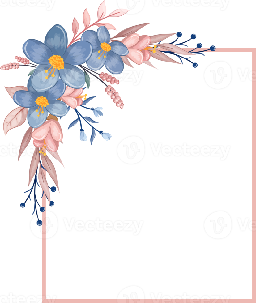 arrangement de fleurs bleues avec style aquarelle png