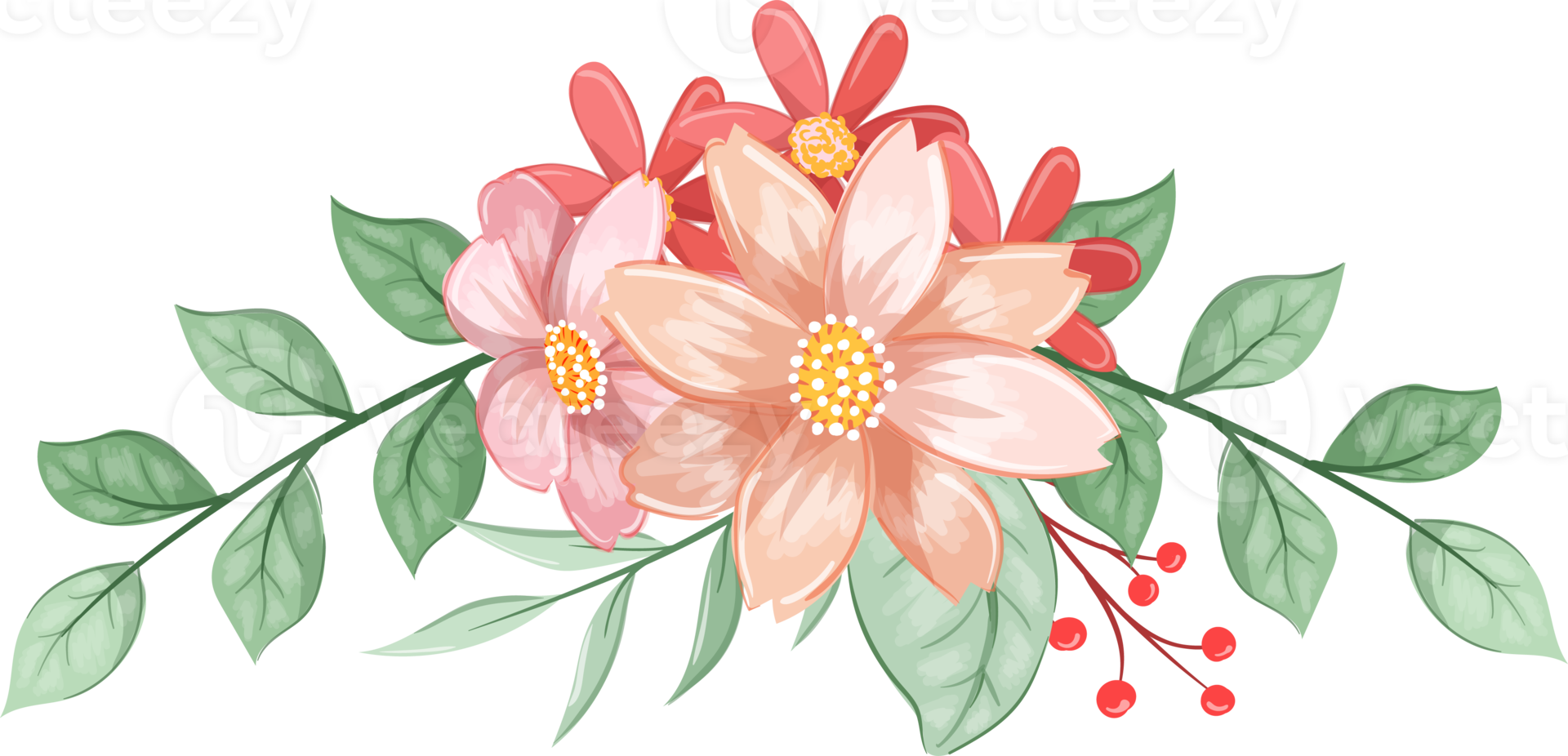 Orange Flower Arrangement with watercolor style png