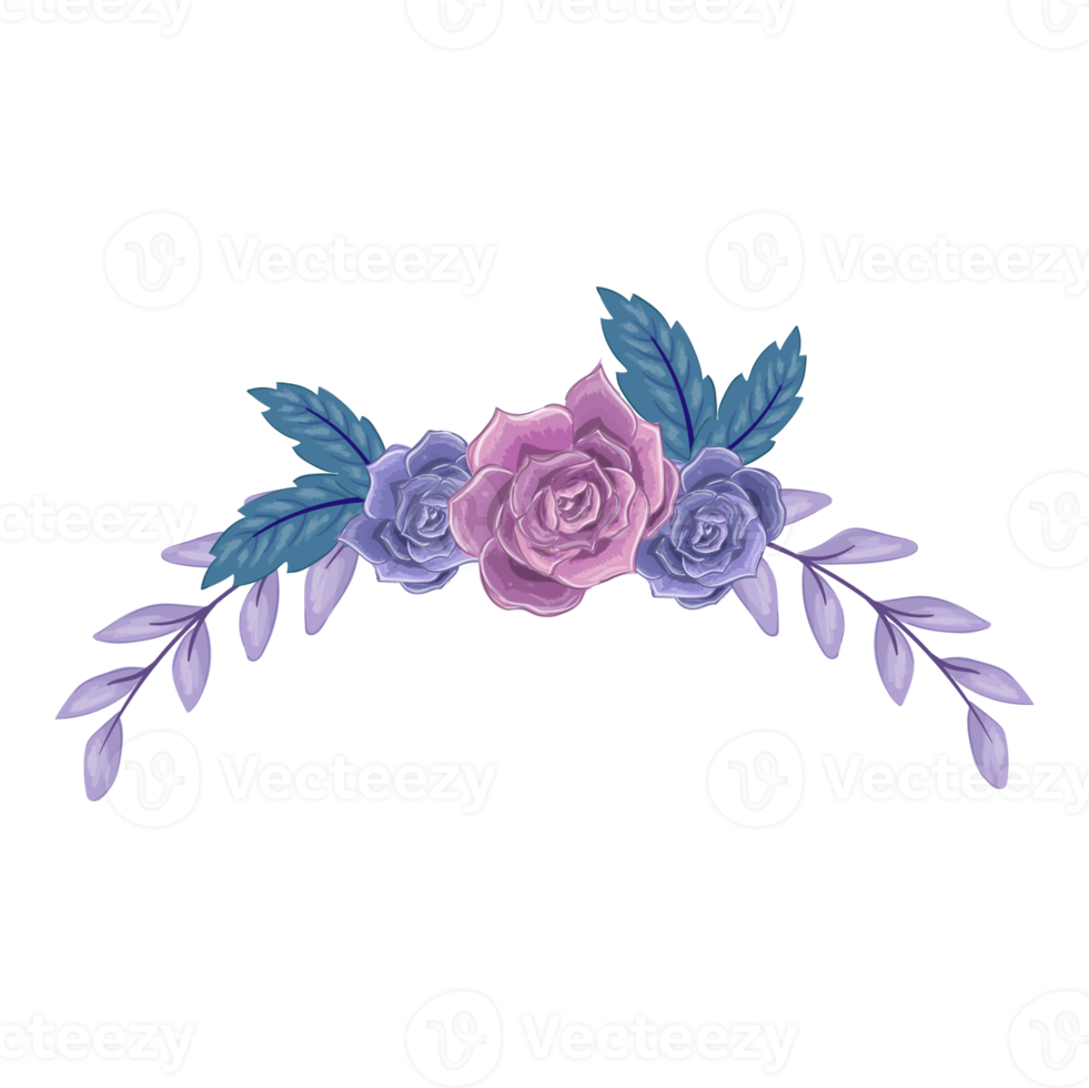Purple Flower Arrangement with watercolor style png