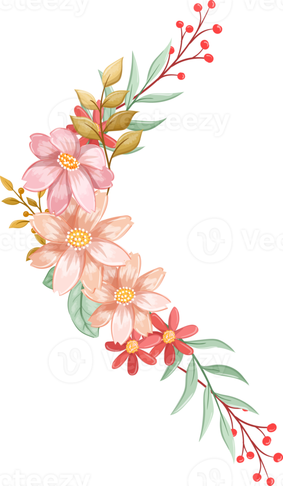 Orange Flower Arrangement with watercolor style png