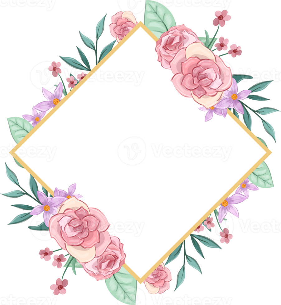 Pink flower arrangement with watercolor style png