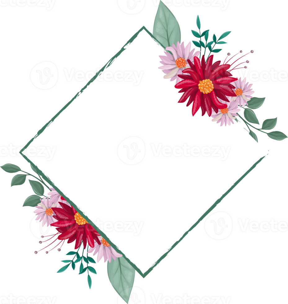 Red Flower Arrangement with watercolor style png