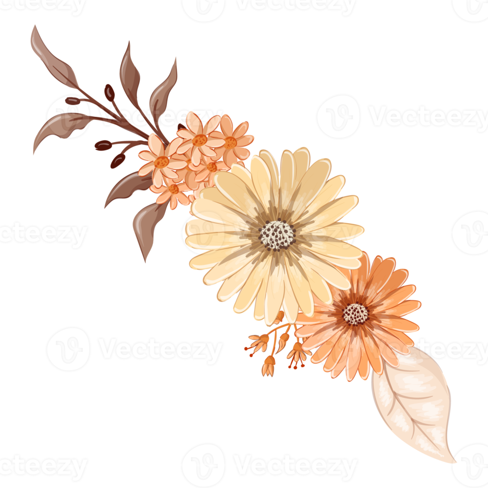 Orange Flower Arrangement with watercolor style png