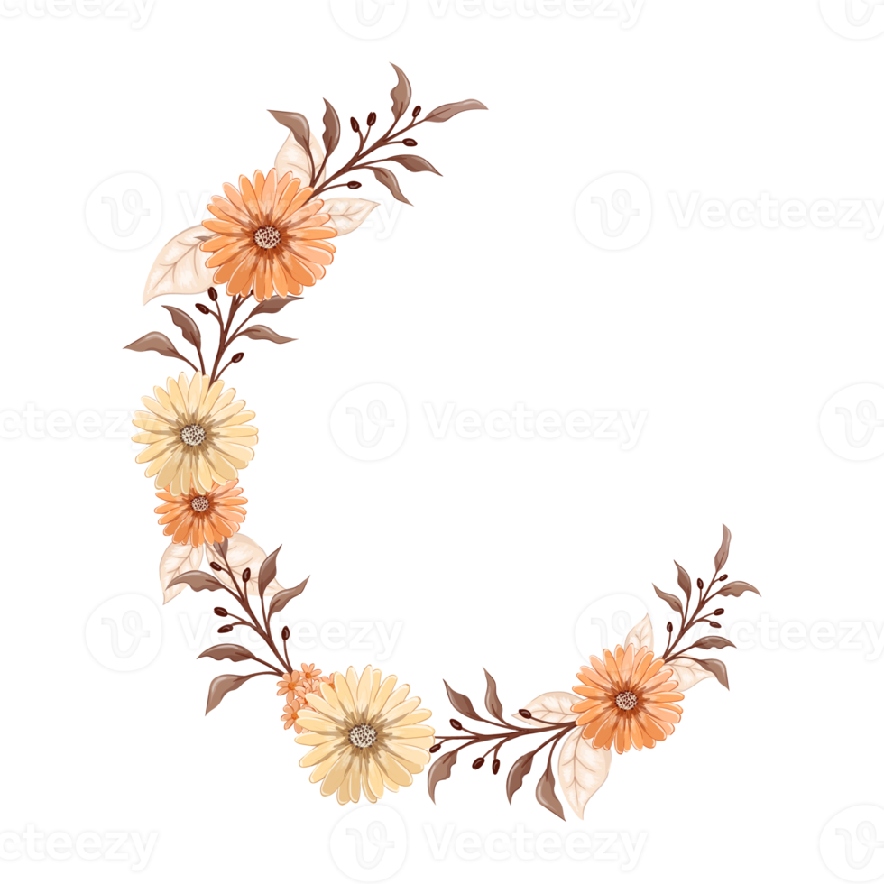 orange blomma arrangemang med vattenfärg stil png