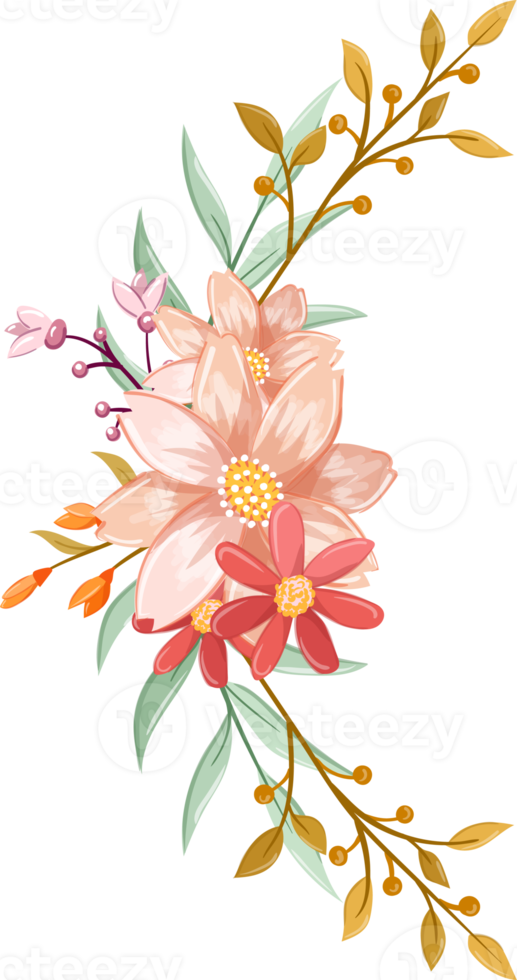 Orange Flower Arrangement with watercolor style png