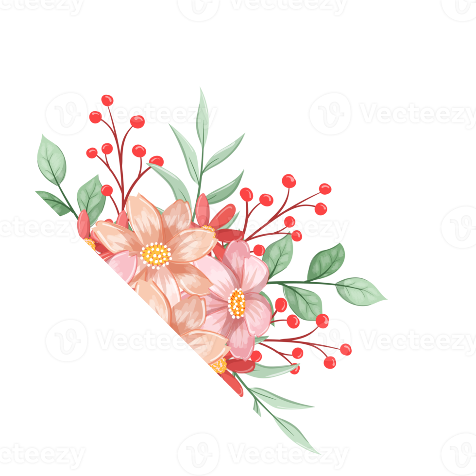 Orange Flower Arrangement with watercolor style png