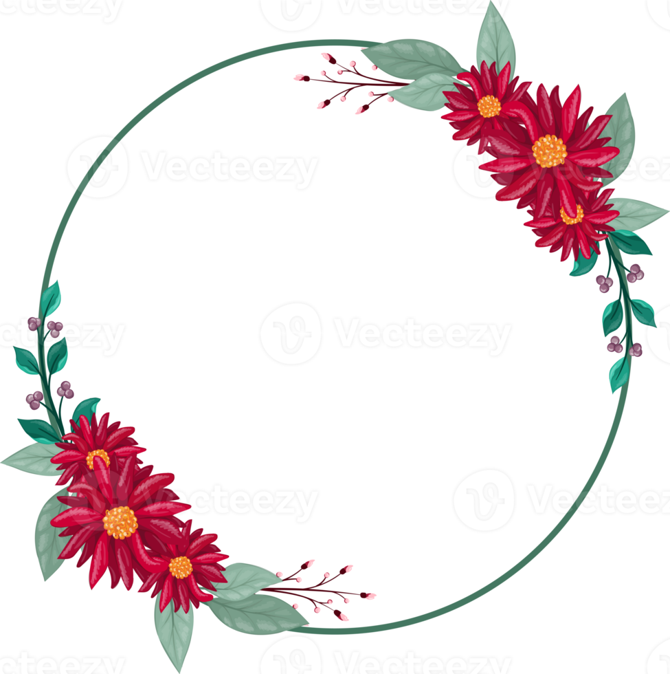 Red Flower Arrangement with watercolor style png