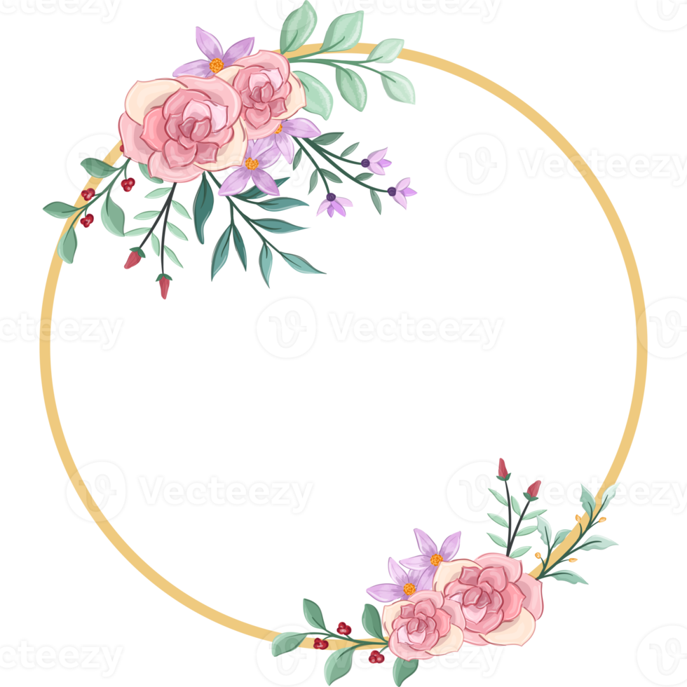 Pink flower arrangement with watercolor style png