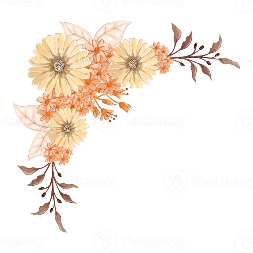 Orange Flower Arrangement with watercolor style png