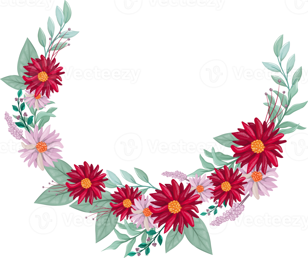 Red Flower Arrangement with watercolor style png