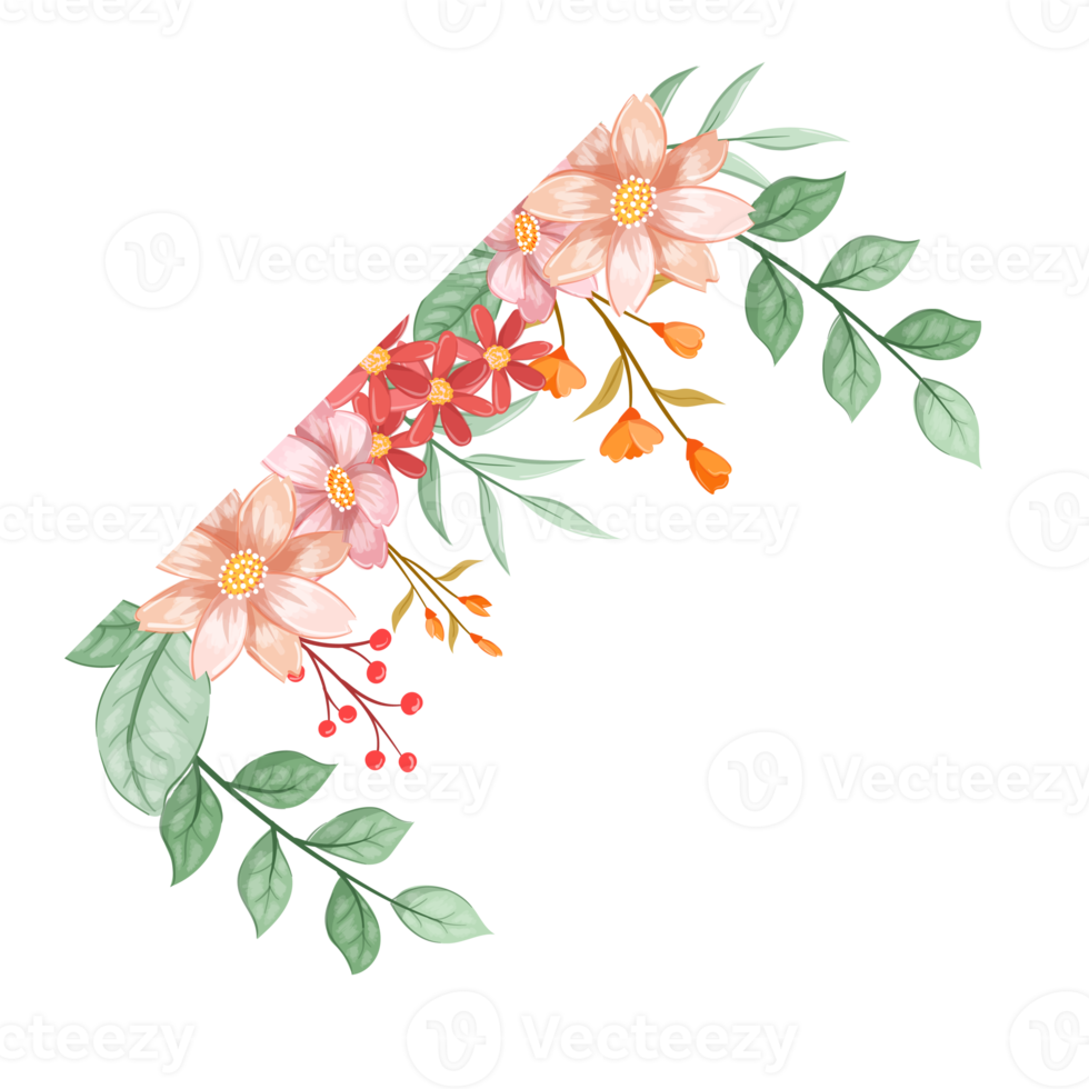 Orange Flower Arrangement with watercolor style png