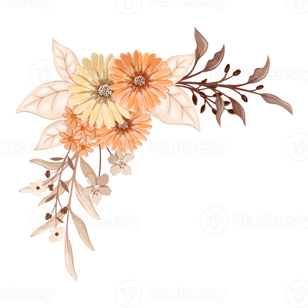 Orange Flower Arrangement with watercolor style png
