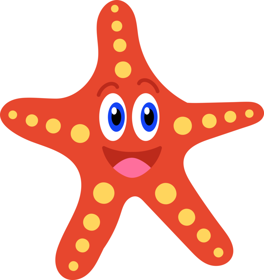 Cute Cartoon Hand Drawn Happy, Smiling Star Fish png