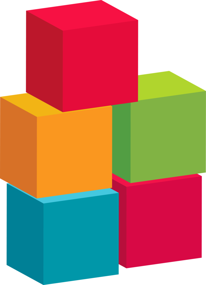 Cartoon 3D Colorful Boxes, Cubes for Kids png