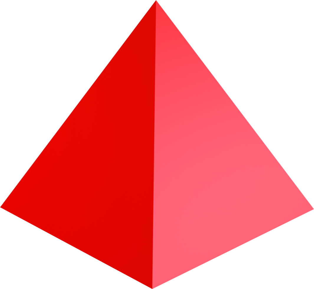 3d rendere di un' rosso piramide geometrico forma png