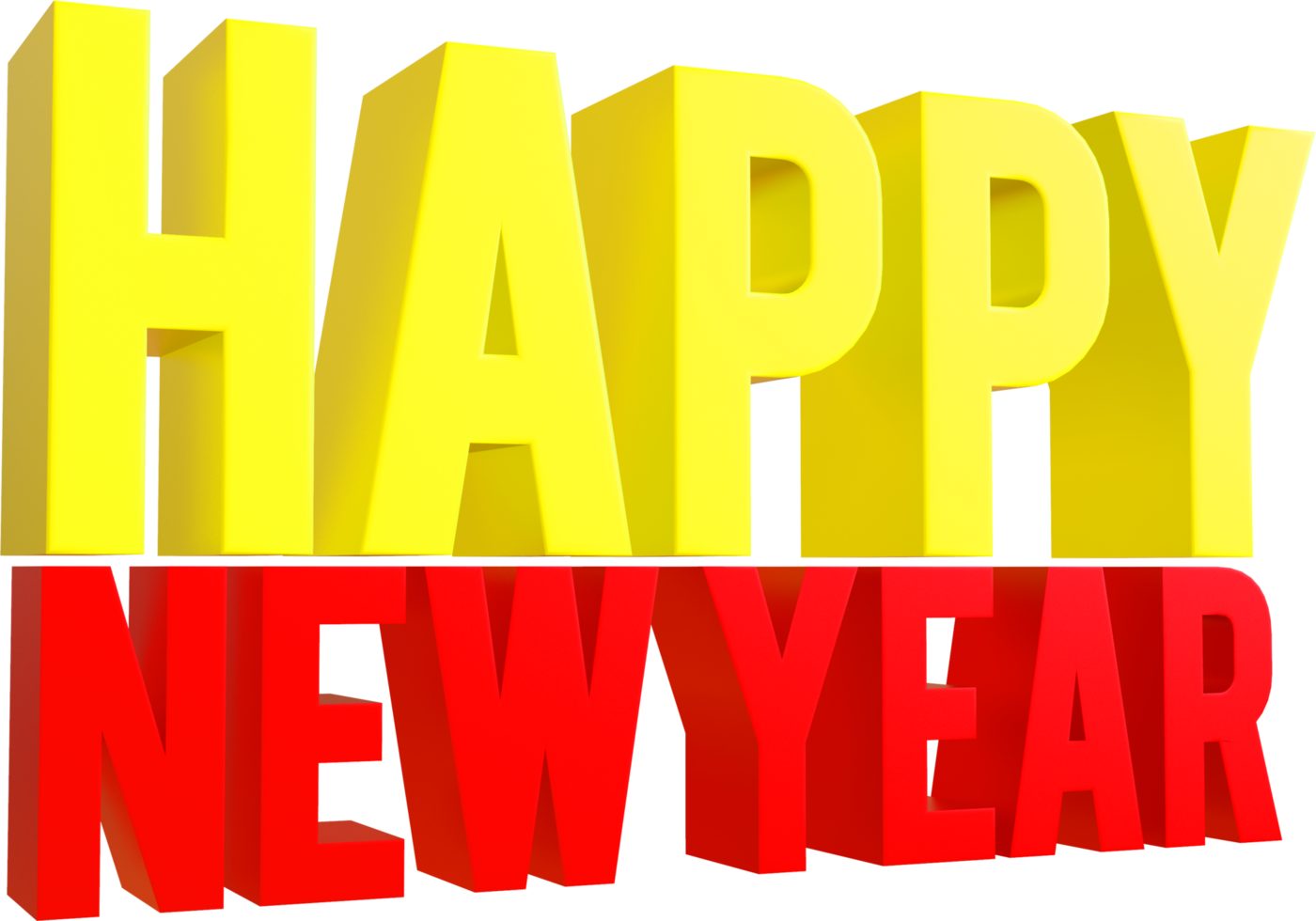 feliz año nuevo 3d render texto colorido brillante png