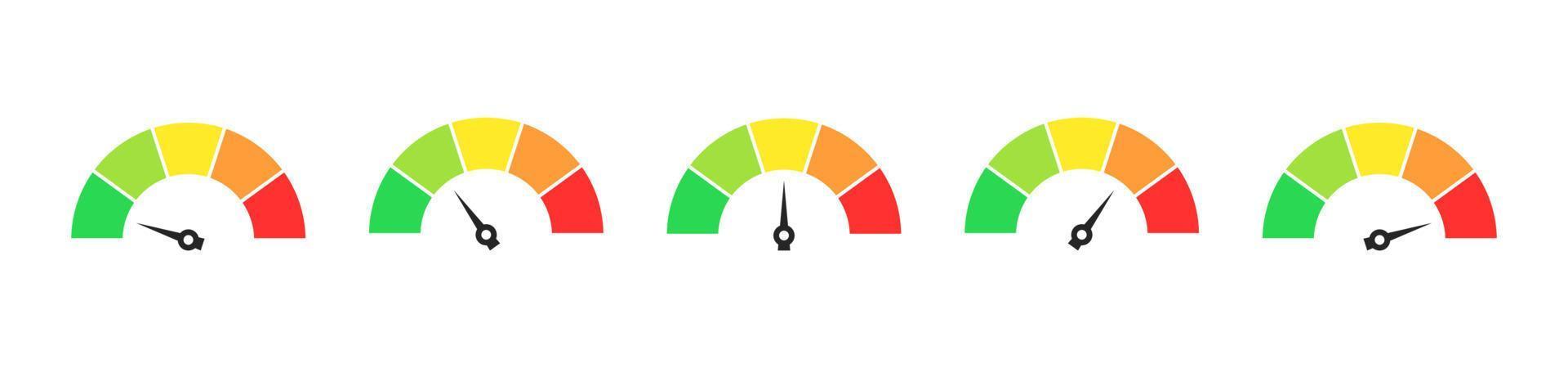 Speedometer icons with arrows set vector