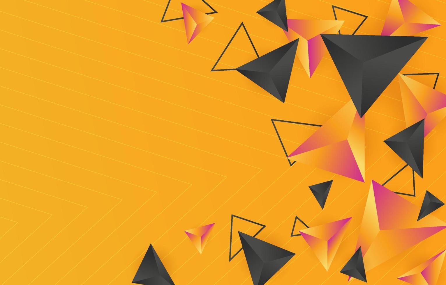 3D Triangular Shapes and Line in Yellow Background vector