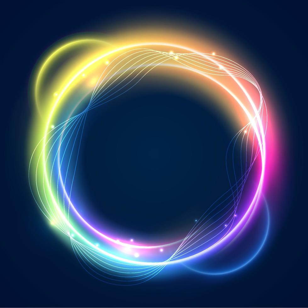 Colorful Neon Glow Circle with Sparkly Lights vector