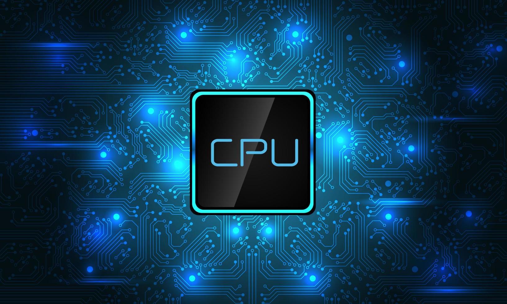 Microprocessor on blue circuit pattern design modern futuristic technology computer background vector