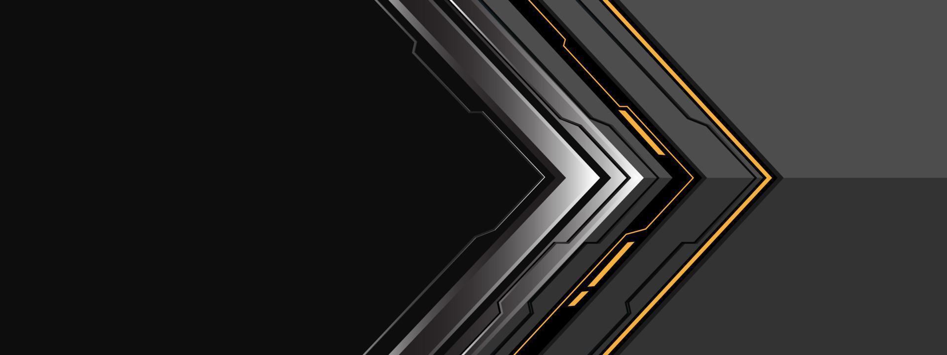 Abstract silver arrow cyber direction geometric on white yellow light with dark grey blank space design modern technology futuristic background vector