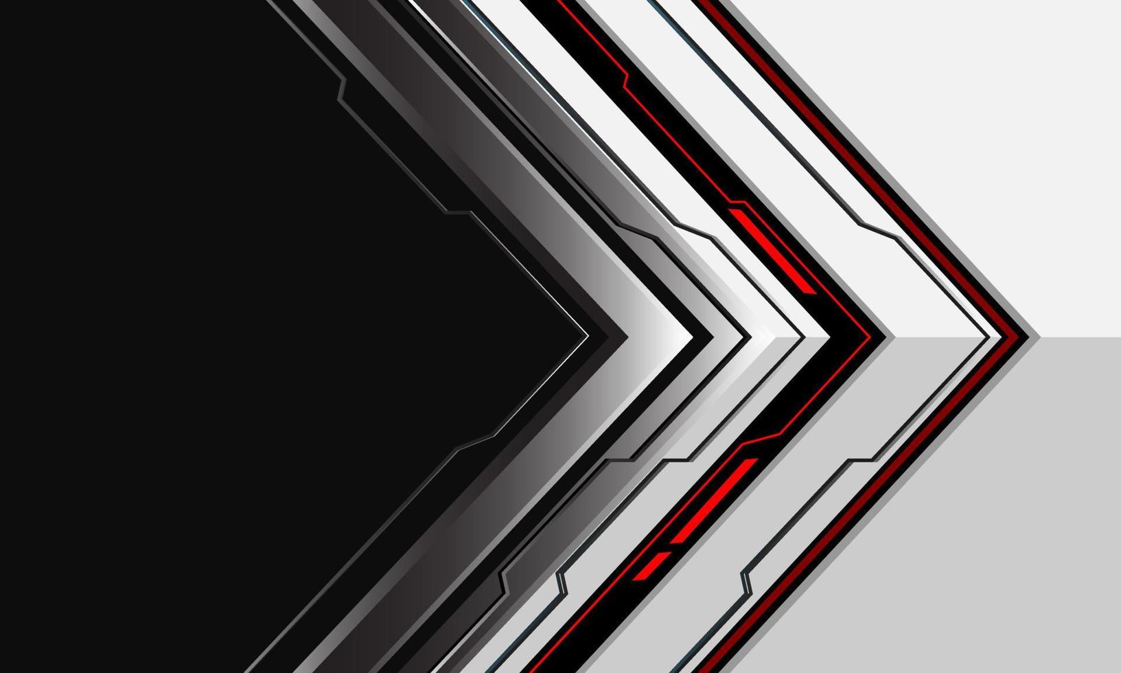 Abstract silver arrow cyber direction geometric on white red light with dark grey blank space design modern technology futuristic background vector