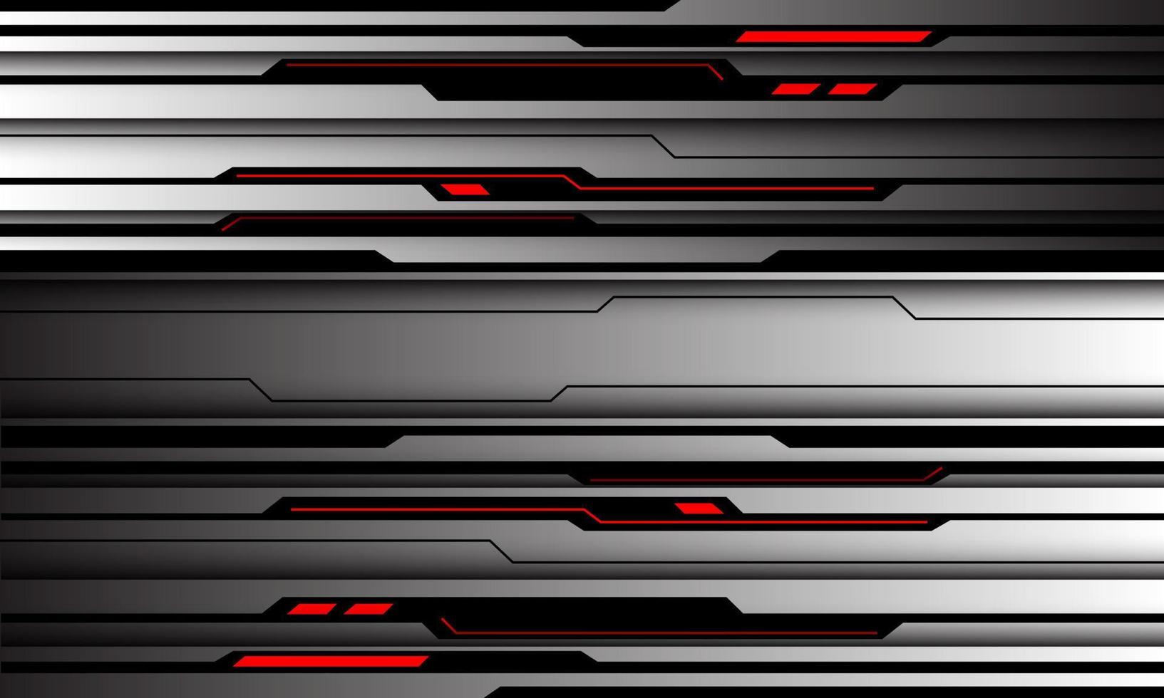 Abstract silver black circuit red light line cyber geometric design modern technology futuristic background vector