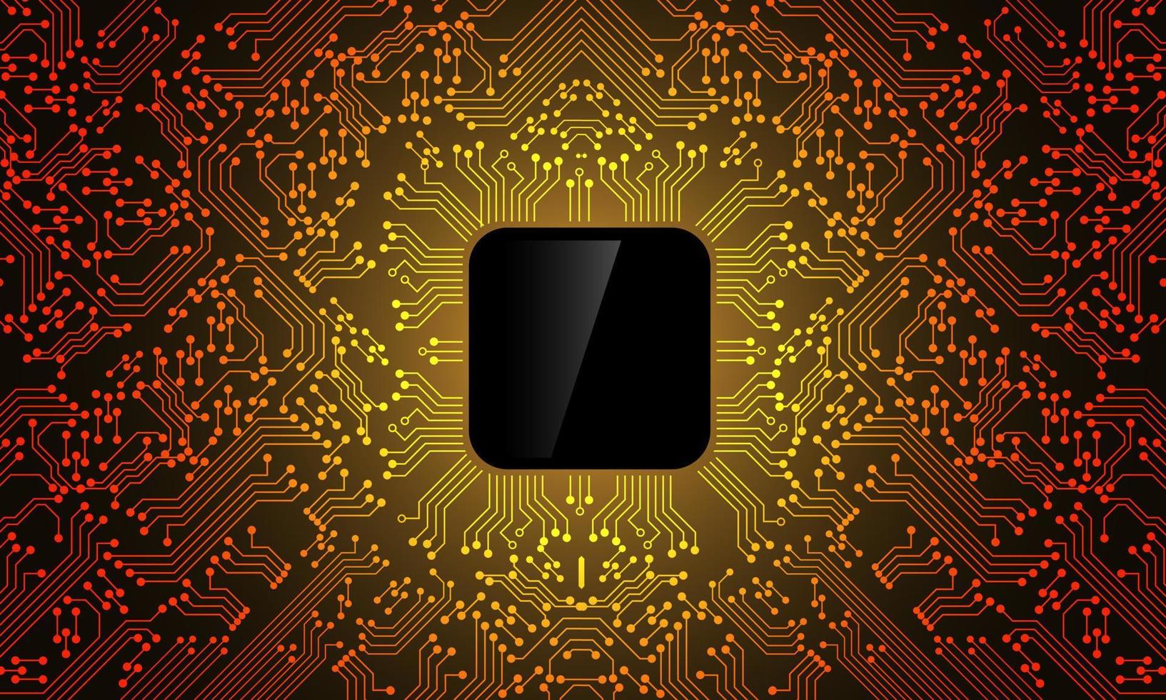 Orange circuit line black microprocessor technology pattern background vector