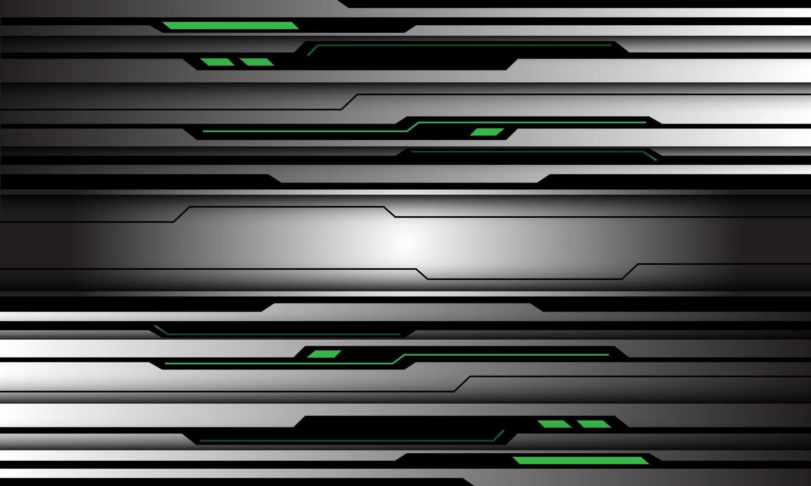 Abstract silver black circuit green light line cyber geometric design modern technology futuristic background vector