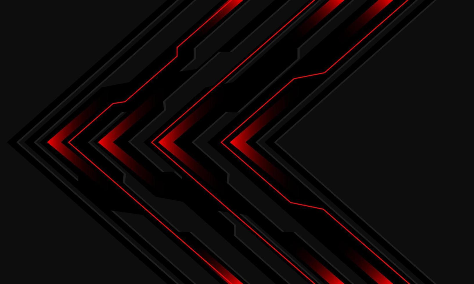 Abstract black circuit red light cyber arrow direction on grey design modern futuristic technology background vector