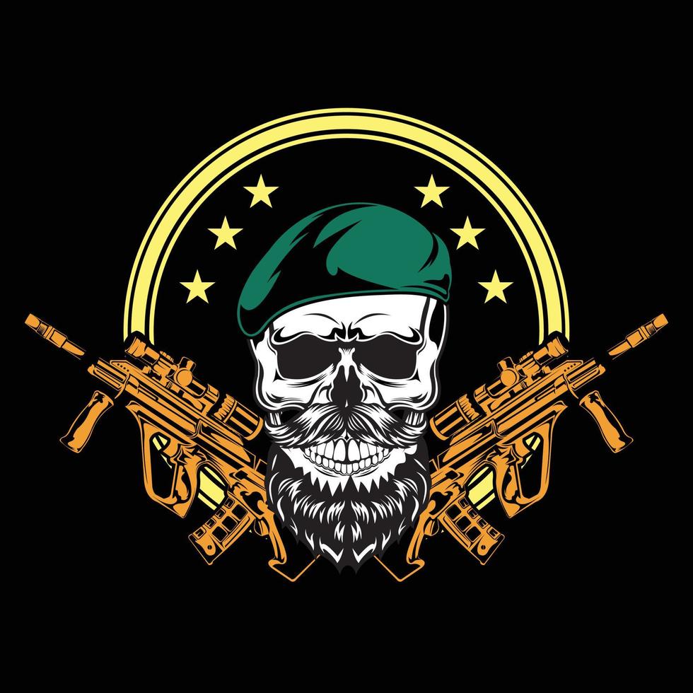 army skull cartoon vector illustration