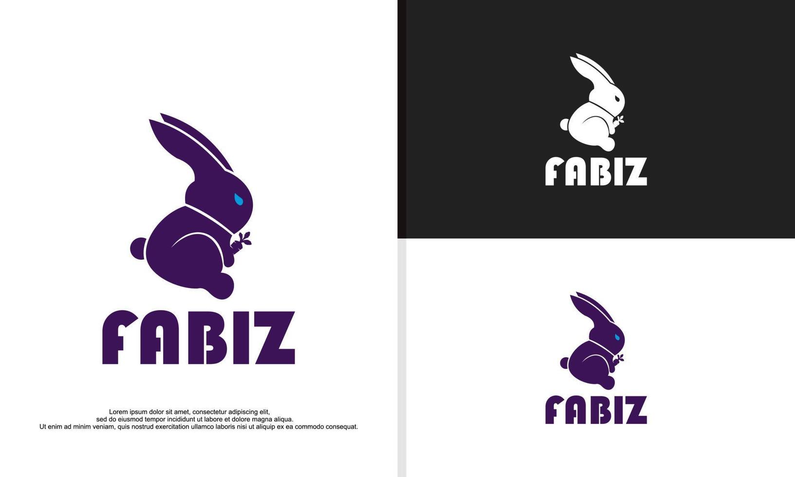 fat rabbit logo design illustration vector