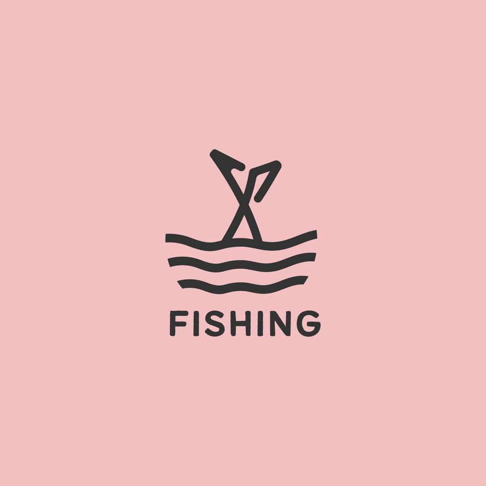 plantilla de logotipo de hobby de pesca en negro. cazador de peces vector