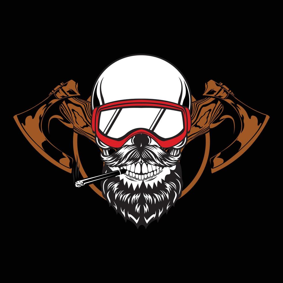 axe skull cartoon vector illustration
