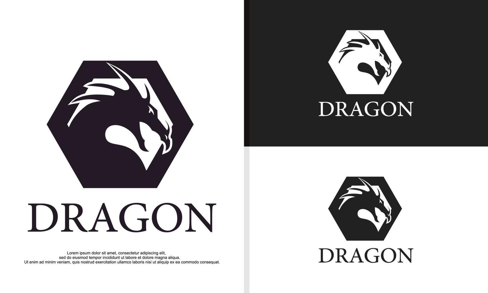 dragon combined with hexagon silhouette vector