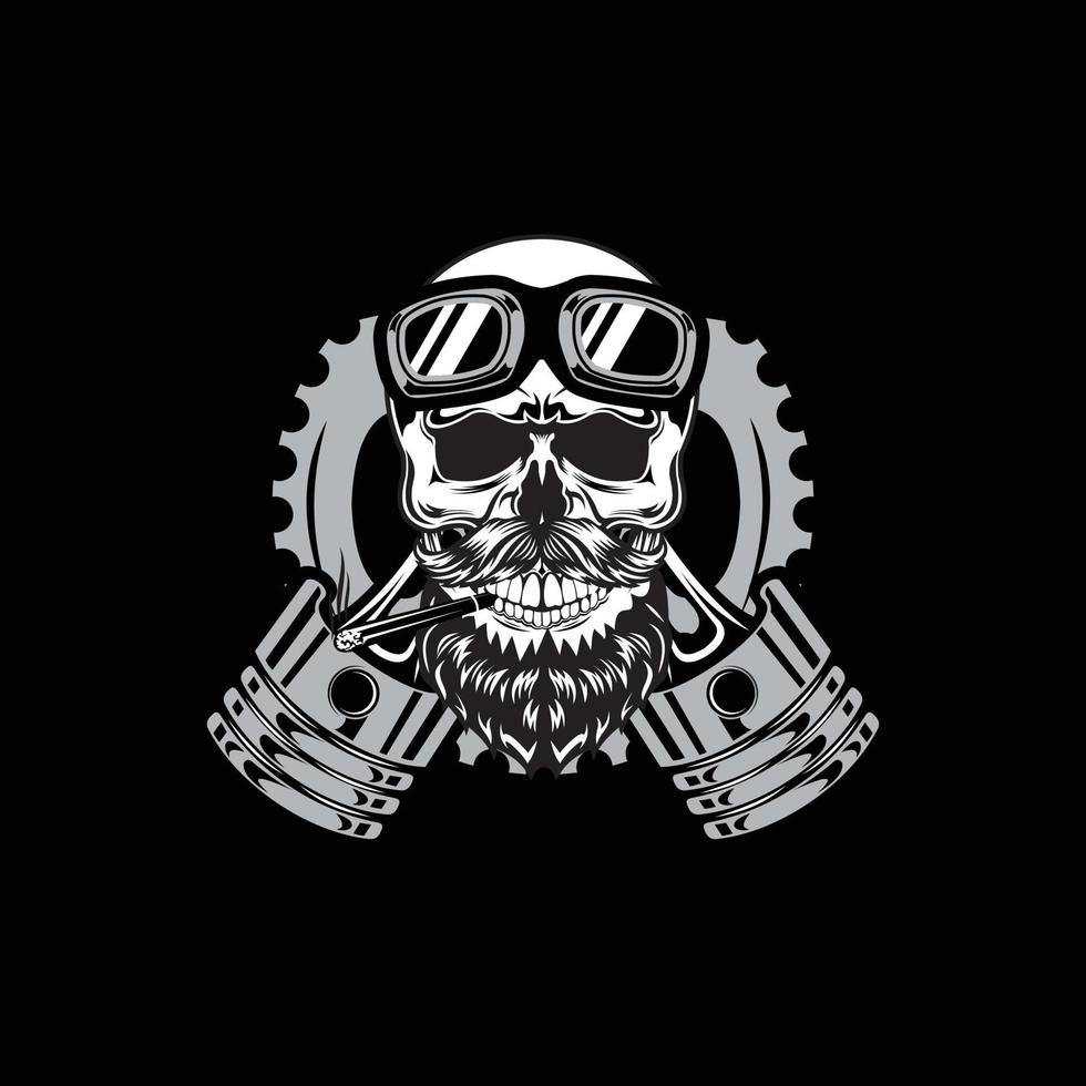 automotive-themed skull illustration vector