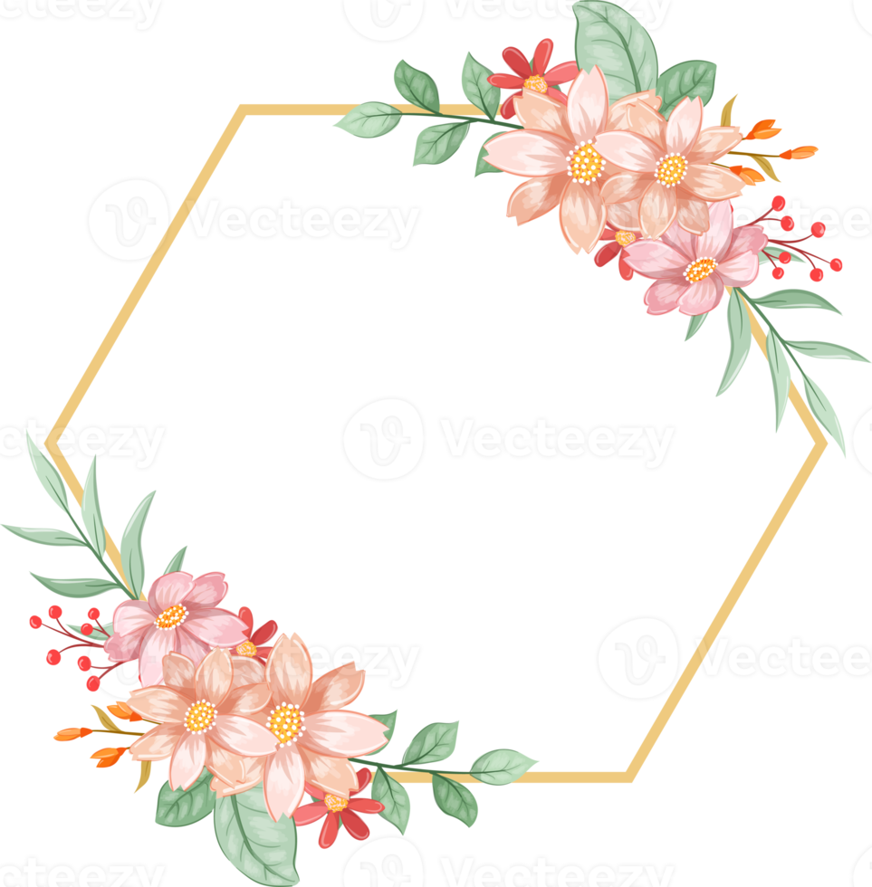 Orange Flower Arrangement with watercolor style png