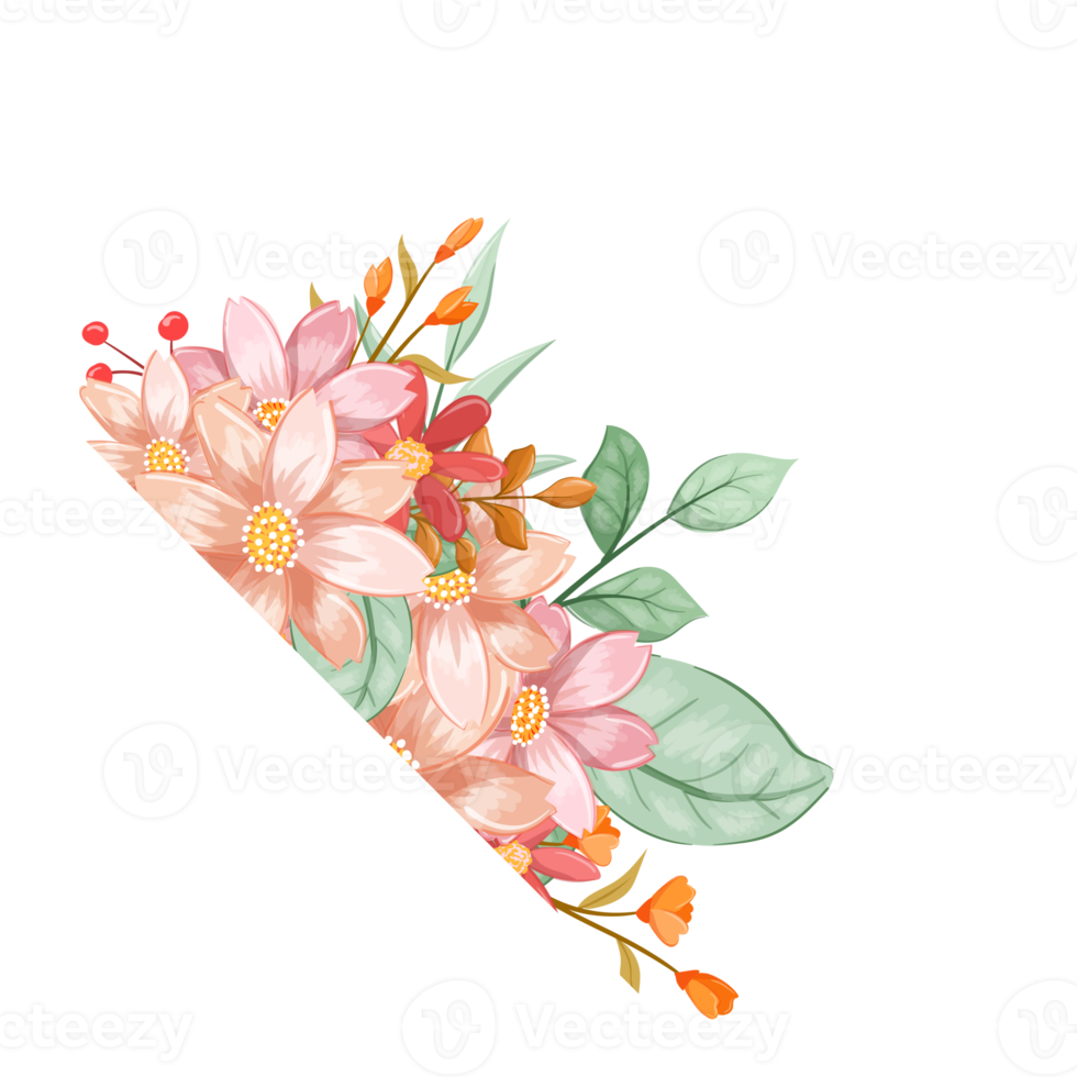 Orange Flower Arrangement with watercolor style png