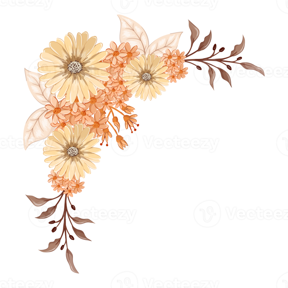 Orange Flower Arrangement with watercolor style png